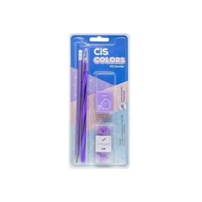 Kit Escolar Lilás Colors (Caneta, Lápis, Borracha, Apontador) 4 Peças Cis