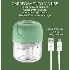 Multiprocessador de Alho e Cebola 23W 250ml Portátil Sem Fio USB