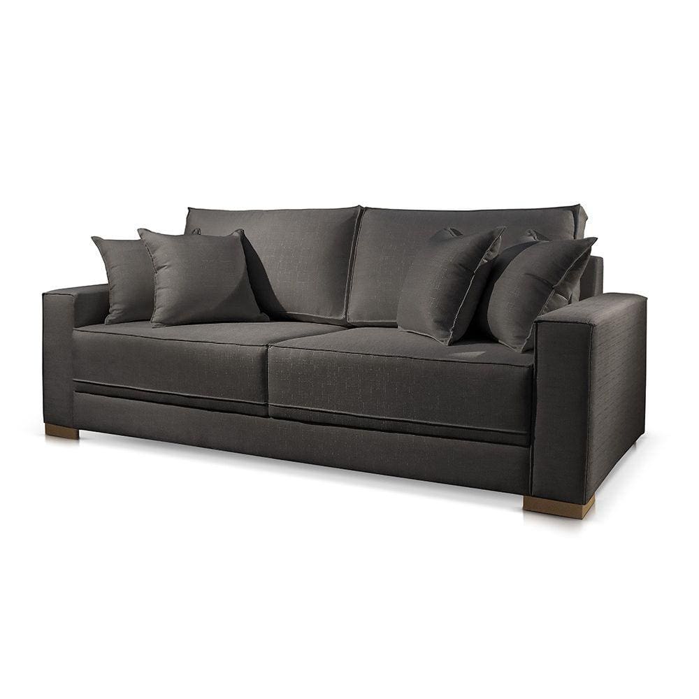 Sofá 3 Lugares Fixo Living Hotello Linho Preto 2,2m