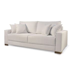 Sofá 3 Lugares Fixo Living Hotello Linho OffWhite 2,4m