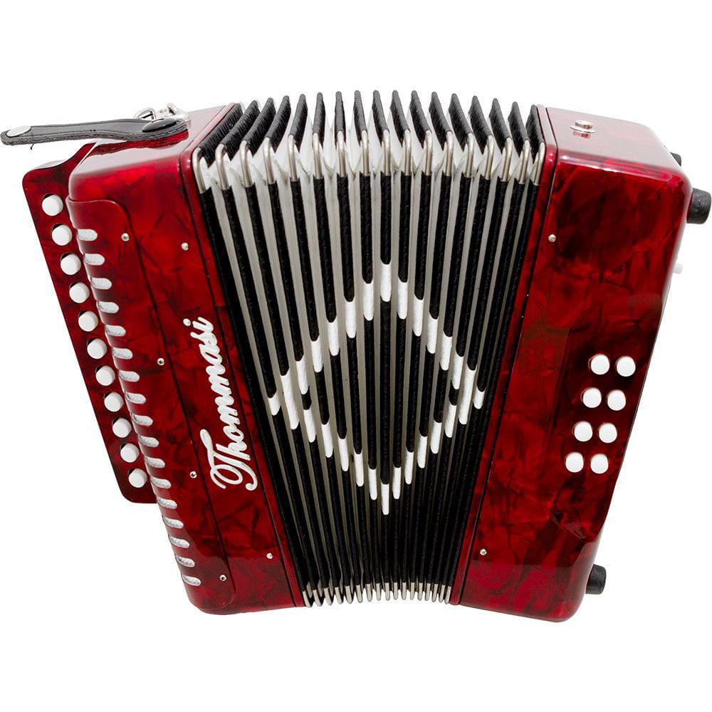 Acordeon 8 Baixos 21 Botões TA 821BS Vermelho Thommasi