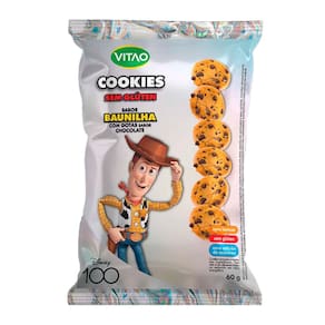 Biscoito Cookies Vitao Disney 100 Sabor Baunilha Sem Glúten 60g