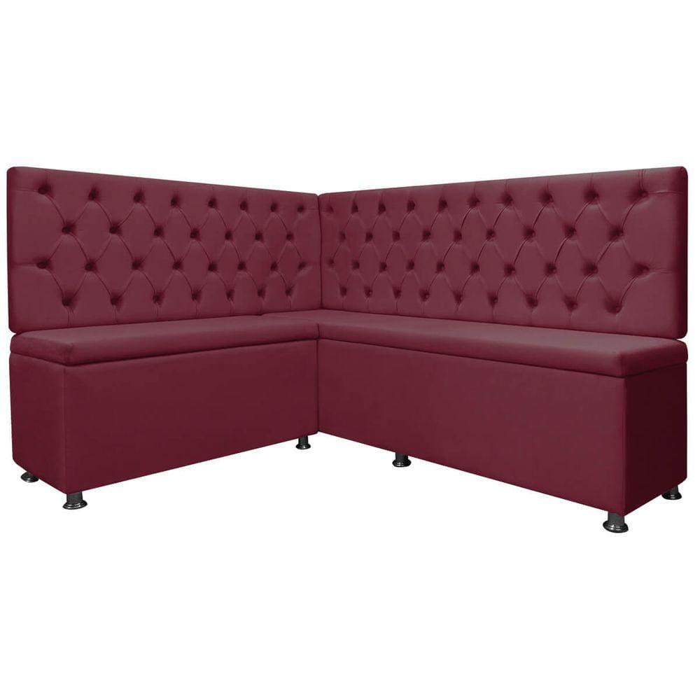 Kit Canto Alemão 4 Lugares com Baú e Capitonê Veludo Bordo 1,25x1,60m SOFA STORE