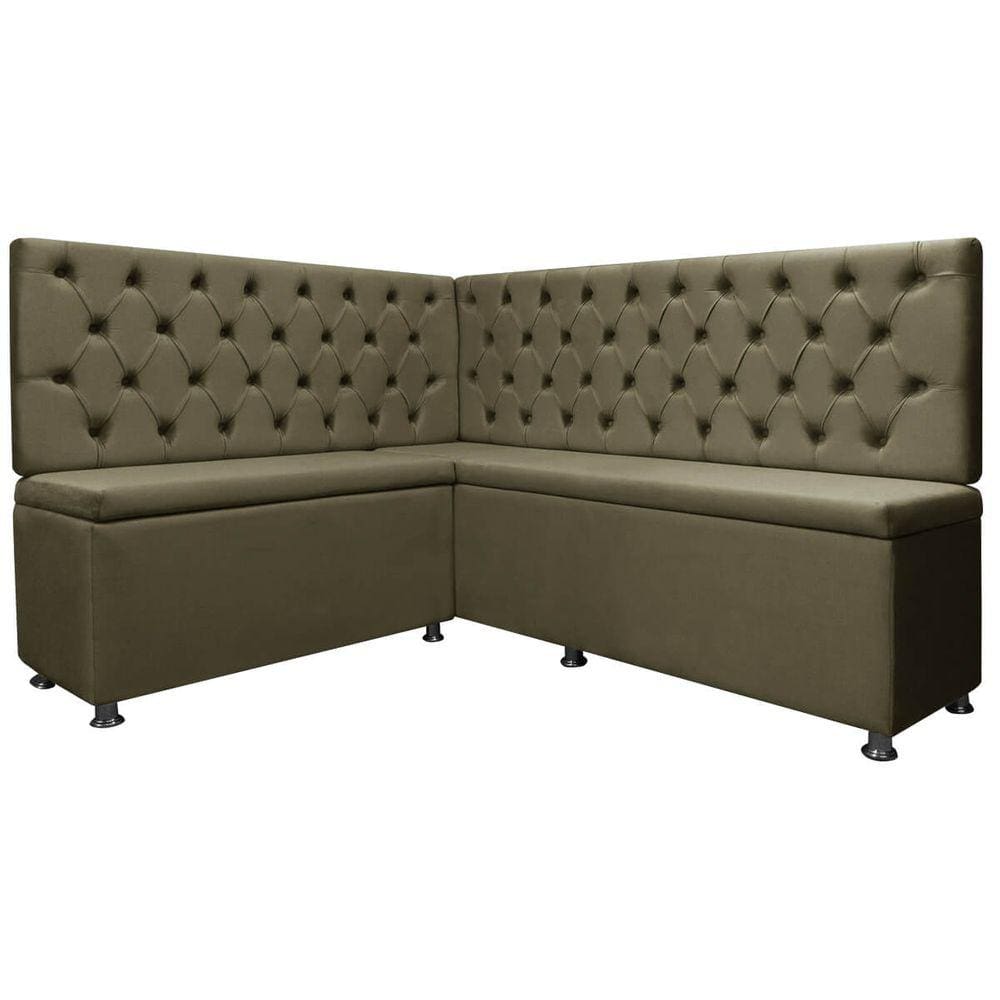 Kit Canto Alemão 4 Lugares com Baú e Capitonê Veludo Marrom 1,25x1,60m SOFA STORE