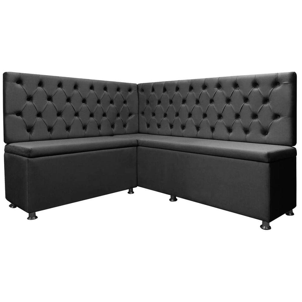 Kit Canto Alemão para Casa Cozinha Capitonê 1,25x1,60m Veludo Cinza SOFA STORE
