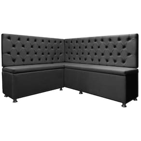 Kit Canto Alemão para Casa Cozinha Capitonê 1,25x1,60m Veludo Cinza SOFA STORE