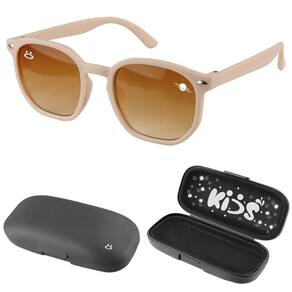 oculos sol infantil retro bege proteção uv vintage case qualidade premium presente menina praia