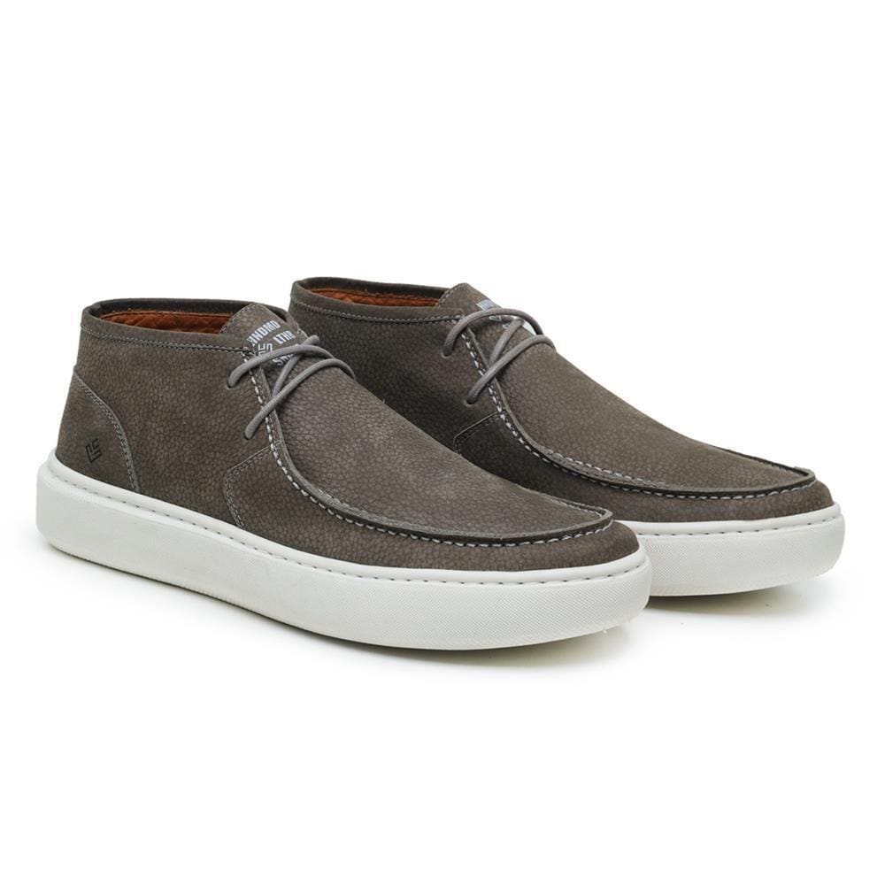 Bota Masculina Couro Cano Baixo Fechamento Elástico Casual