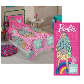 Kit Jogo De Cama Barbie 3 Peças E Toalha Aveludada Lepper