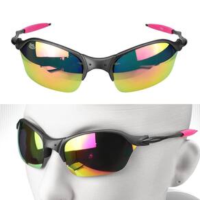 Oculos sol praia lupa metal proteção uv masculino + case estiloso spaceman haste metal