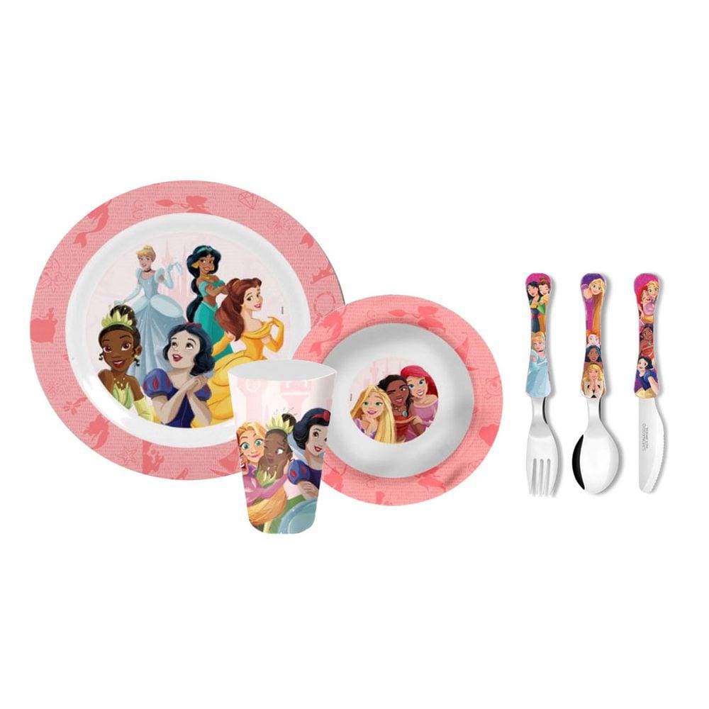 Prato Tigela Copo Talheres Refeiçao Infantil Bebe Princesas Disney