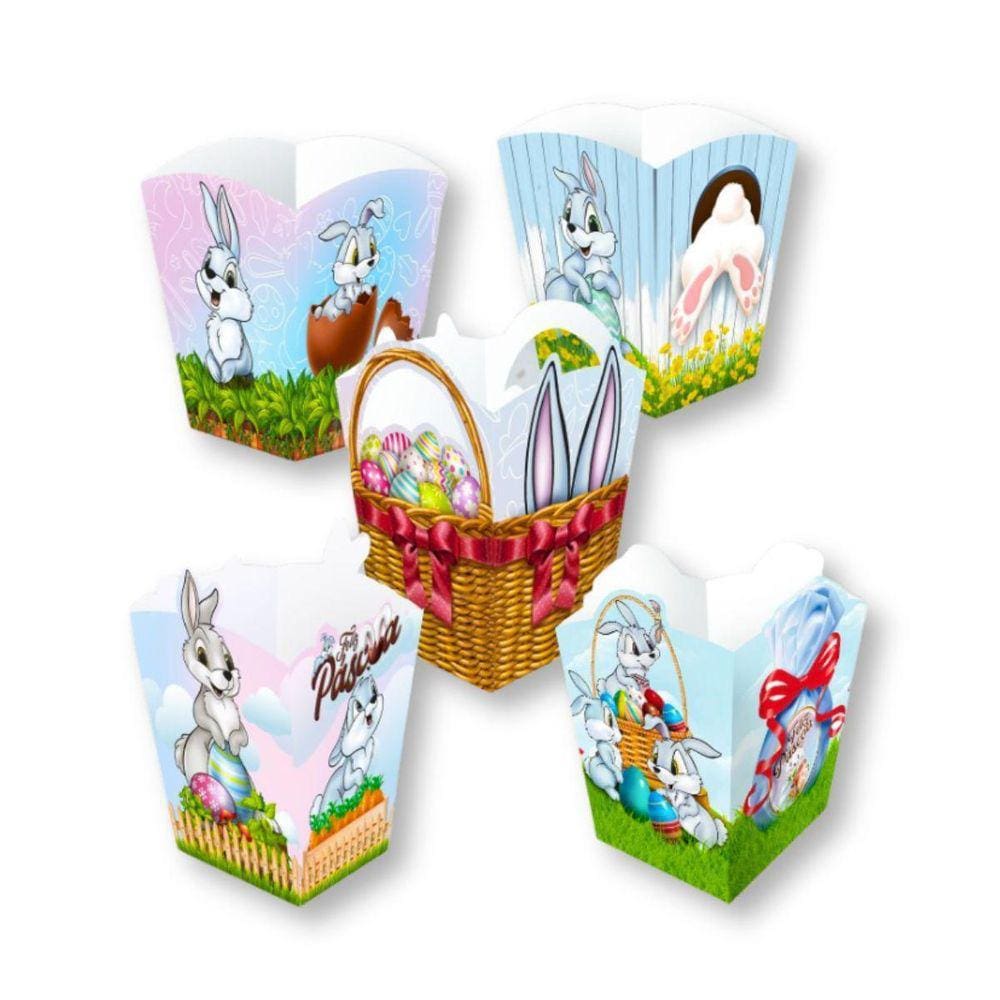 Kit 05 Cachepo Enfeite Mesa Doces Decoração Coelho Páscoa