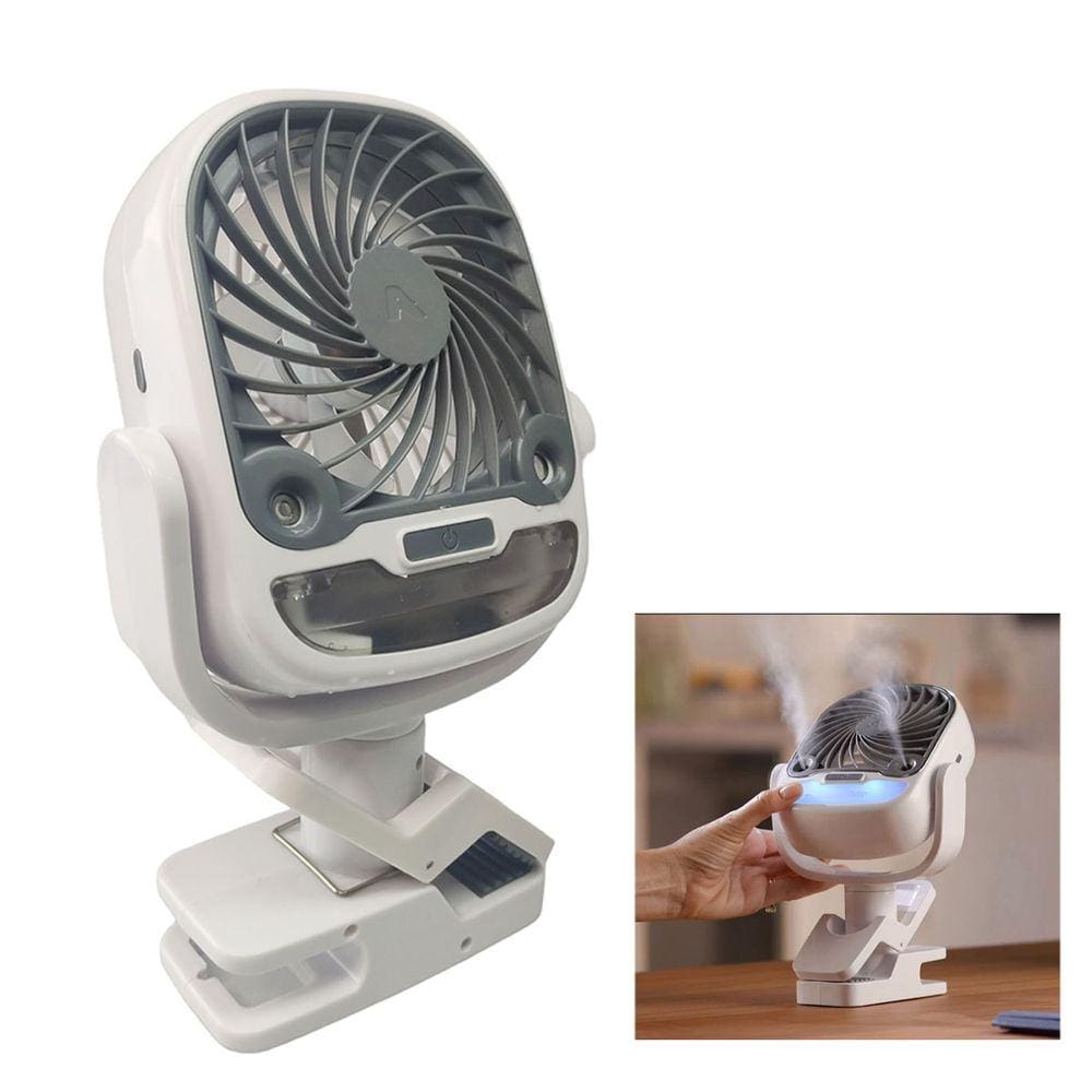 Ventilador Umidificador de Mesa Garra Bateria Recarregavel USB 3 Velocidades 360 Graus Verao