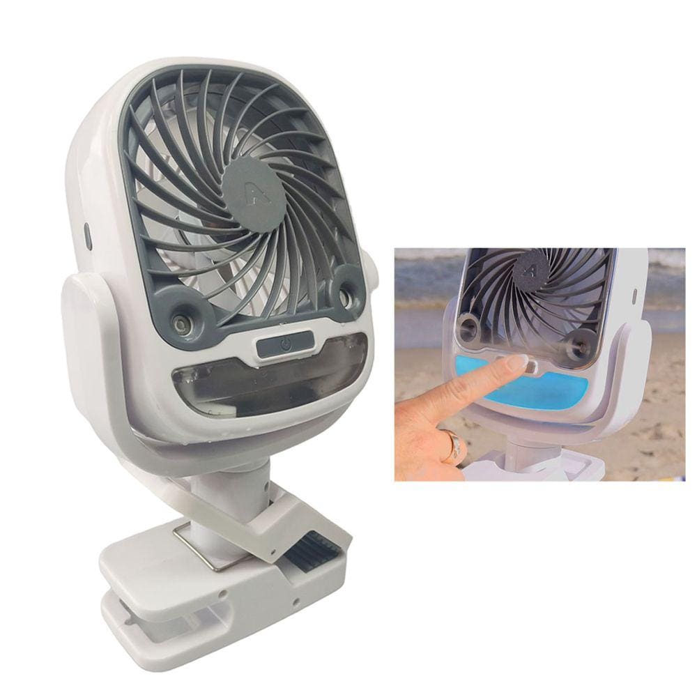 Ventilador de Mesa Umidificador Agua USB Bateria Recarregavel Garra 3 Velocidades 360 Graus Portatil Verao Calor