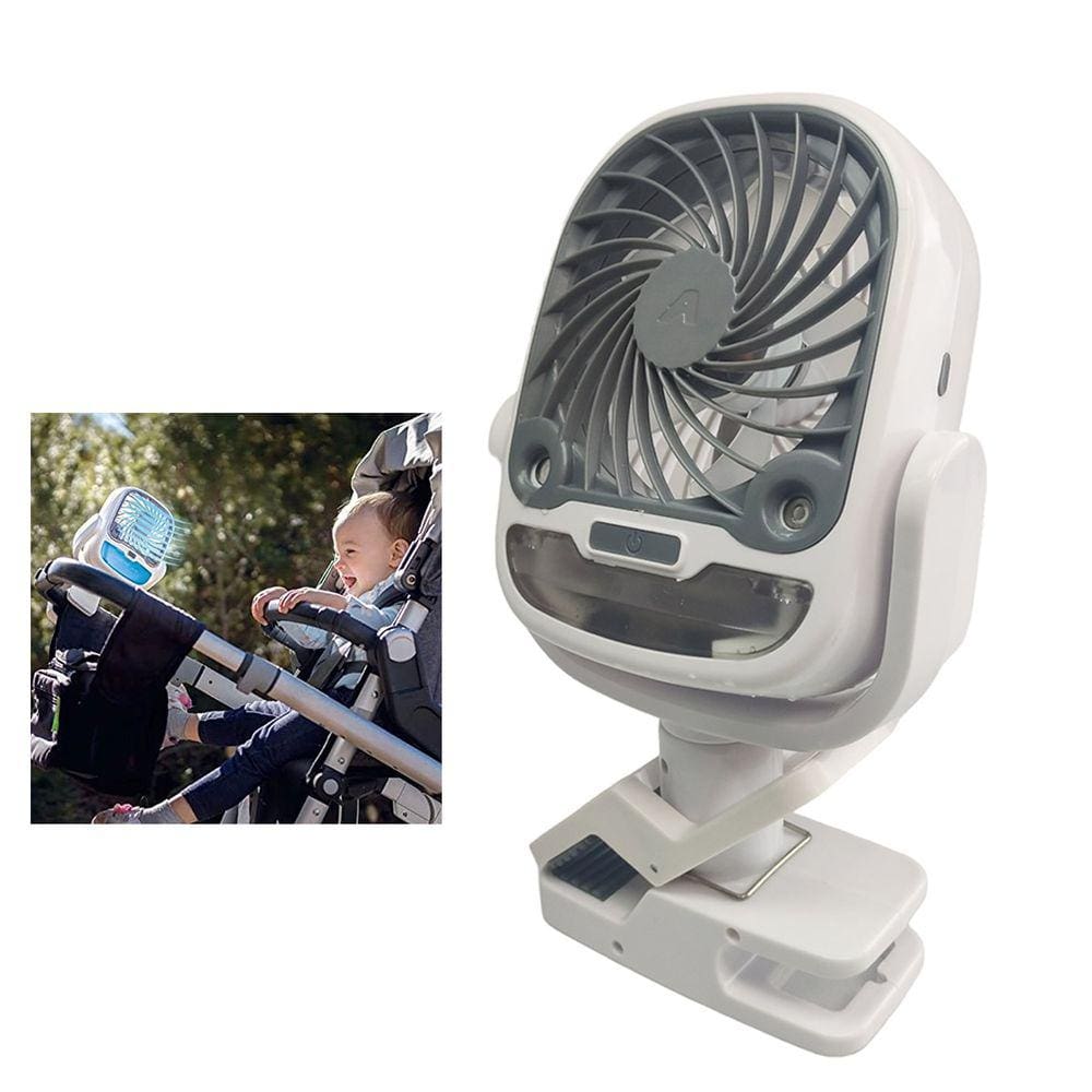Ventilador de Mesa Umidificador Agua Bateria Recarregavel USB Gancho Garra 3 Velocidades 360 Graus Verao