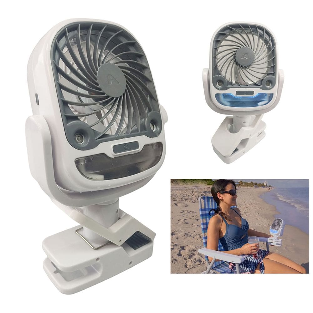 Ventilador de Mesa Umidificador Agua Garra Gancho Recarrevagel USB 3 Velocidades 360 Graus Calor Verao Dia Quente