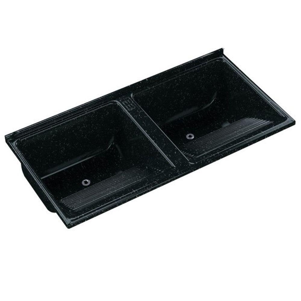 Tanque Duplo Quadrado Marmore Sint Granitado 124X62cm Preto