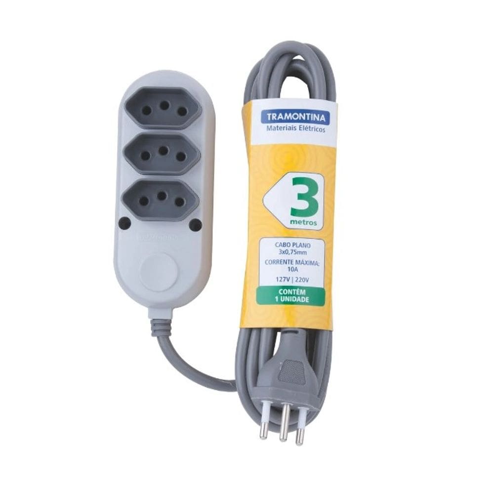 Extensao 3 Tomadas 2P+T 10A/250V 3Metros Tramontina
