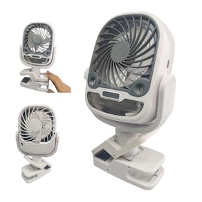 Ventilador de Mesa Umidificador Bateria Recarregavel USB Garra 3 Velocidades 360 Graus Giratorio Potente Portatil Calor Verao