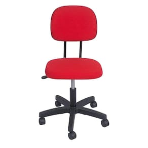 Cadeira secretaria com regulagem de altura L duplo base com rodízio tecido vermelho