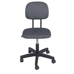 Cadeira secretaria com regulagem de altura L duplo base com rodízio tecido cinza/preto