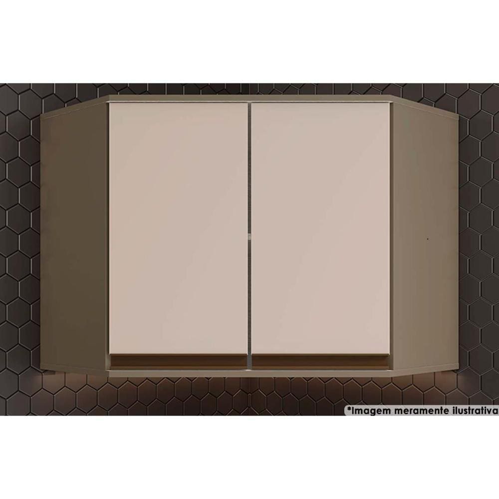 Armário Aéreo p/ Cozinha Connect Canto Oblíquo c/2 Portas 80x67,5cm Duna/Cristal - Henn