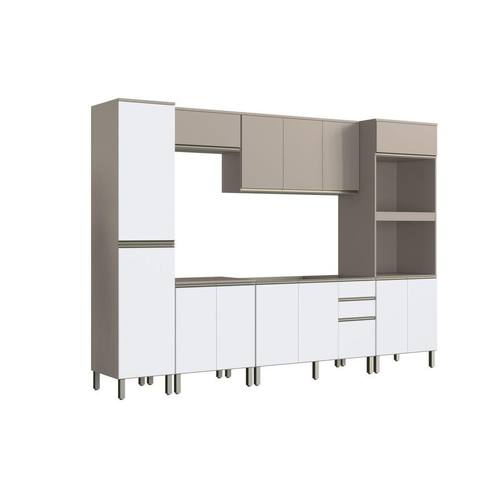 Cozinha Modulada 6 Peças Diamante New Fumê/Fumê Branco