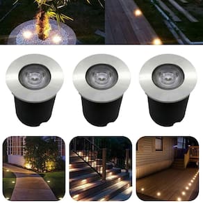 Kit 3 Balizadores Spot Led SMD Em PVC De 1W Luz Branco Frio Ou Quente De Embutir Em Piso Chão Solo Gramado Jardim Deck