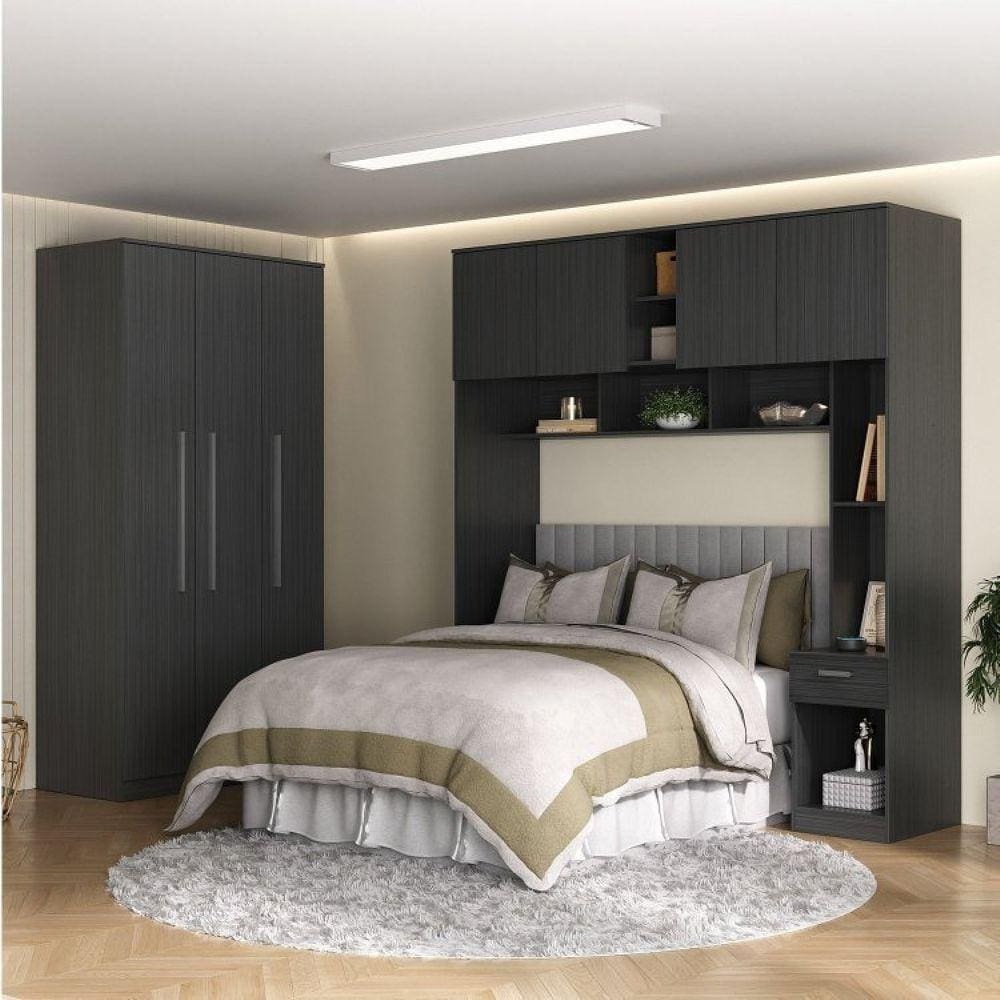 Guarda-roupa Modulado Lugano 8 Portas 3 Gavetas 3 Peças Yescasa Grafite