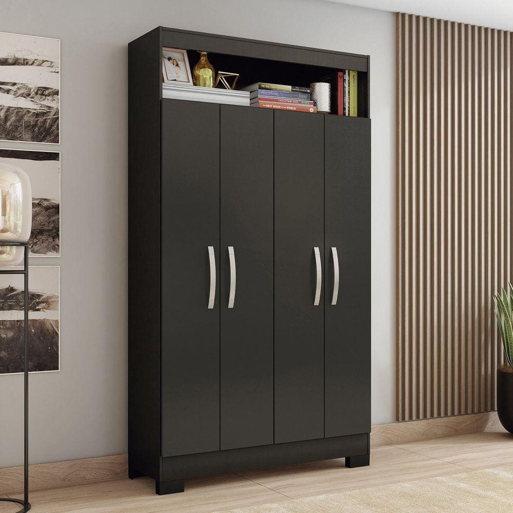 Multiuso Nt4040 com 4 Portas e Nicho com Prateleiras Internas Preto Tx