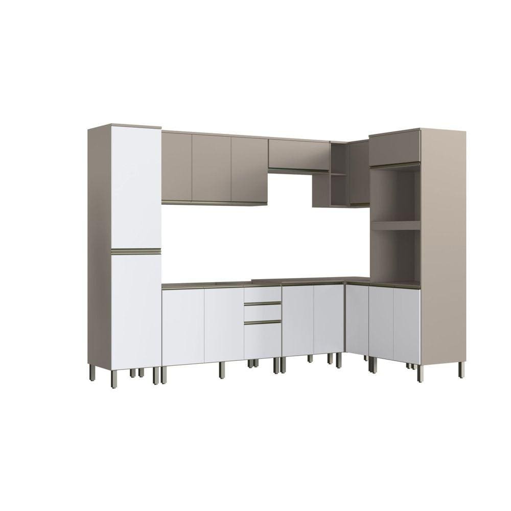 Cozinha Modulada 8 Peças Diamante New Fumê/Fumê Branco