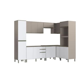 Cozinha Modulada 8 Peças Diamante New Fumê/Fumê Branco