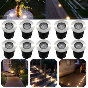 Kit 10 Balizadores Spot Led SMD Em PVC De 1W Luz Branco Frio Ou Quente De Embutir Em Piso Chão Solo Gramado Jardim Deck