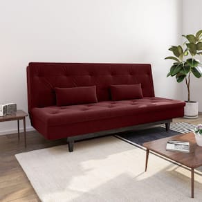 Sofá Cama 3 Lugares em Suede Tokio Yescasa Marsala / Marrom