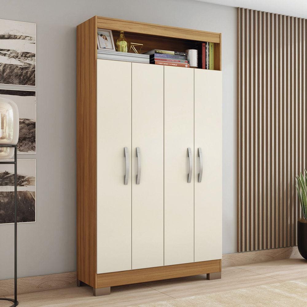Multiuso Nt4040 com 4 Portas e Nicho com Prateleiras Internas Freijó Trend/Off White TX