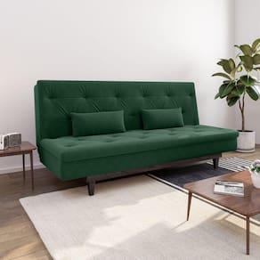 Sofá Cama 3 Lugares em Suede Tokio Yescasa Verde/ Marrom