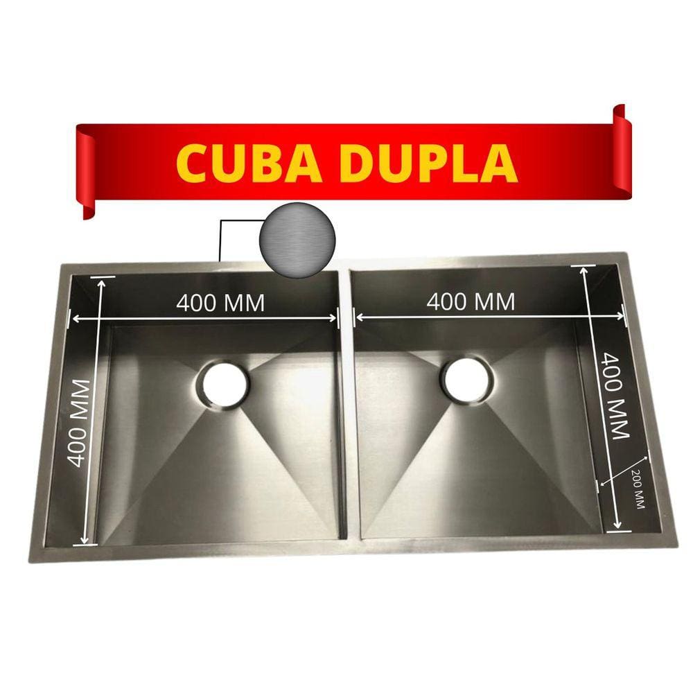 Cuba Dupla Inox Pia Cozinha Gourmet Quadrada 40x40 Louças