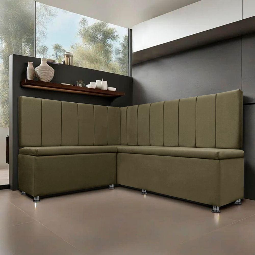 Conjunto Canto Alemão com Bau para Bar Lanchonete LISO Marrom 125x160cm SOFA STORE