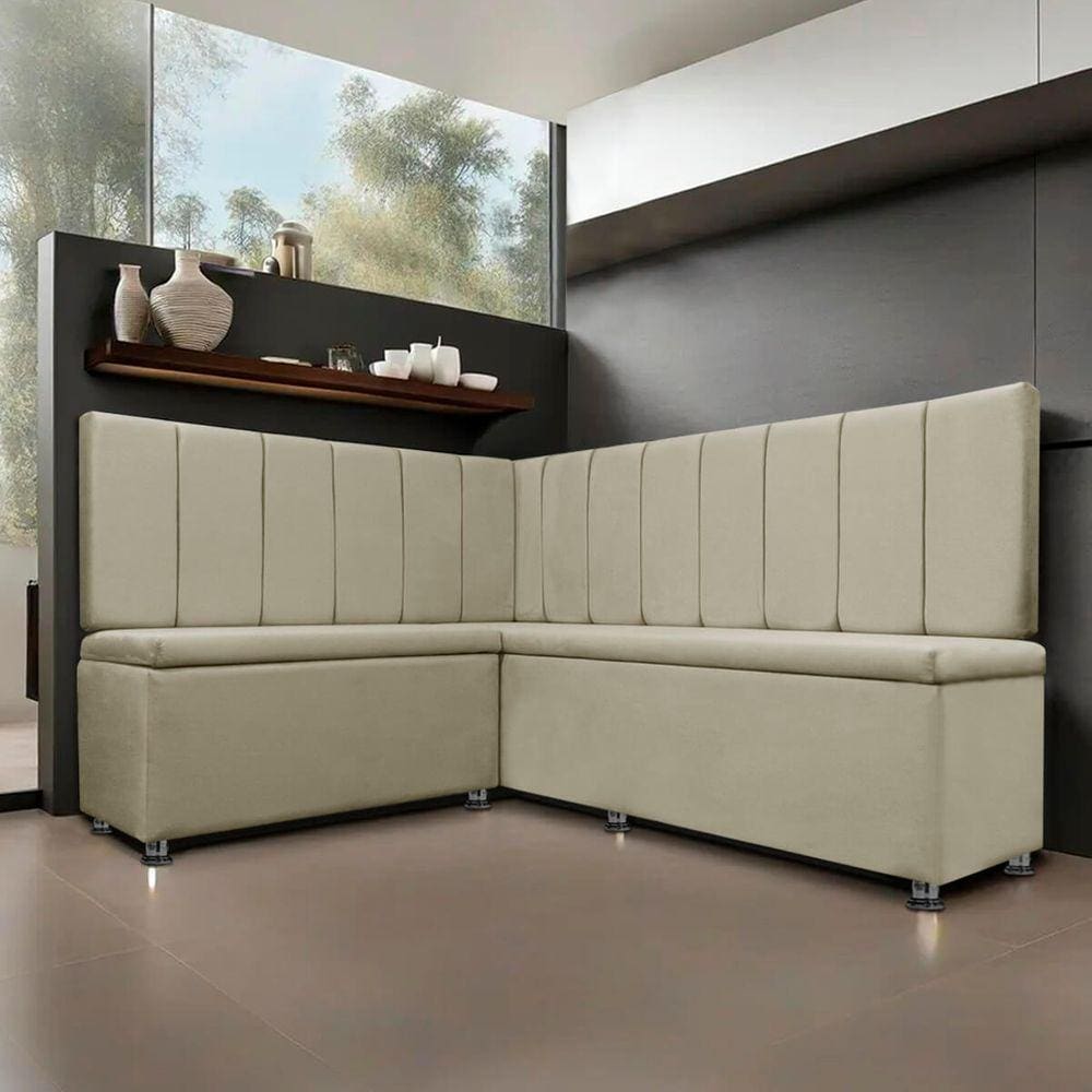 Canto Alemão 4 Lugares para Lanchonete 1,25x1,60m Liso Bege SOFA STORE