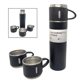 Garrafa Termica Inox A Vácuo 500Ml Café Chá Água + Canecas
