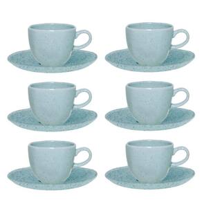 Jogo De Xicaras Chá Café C/Pires 6Pcs Porcelana Blue 220Ml