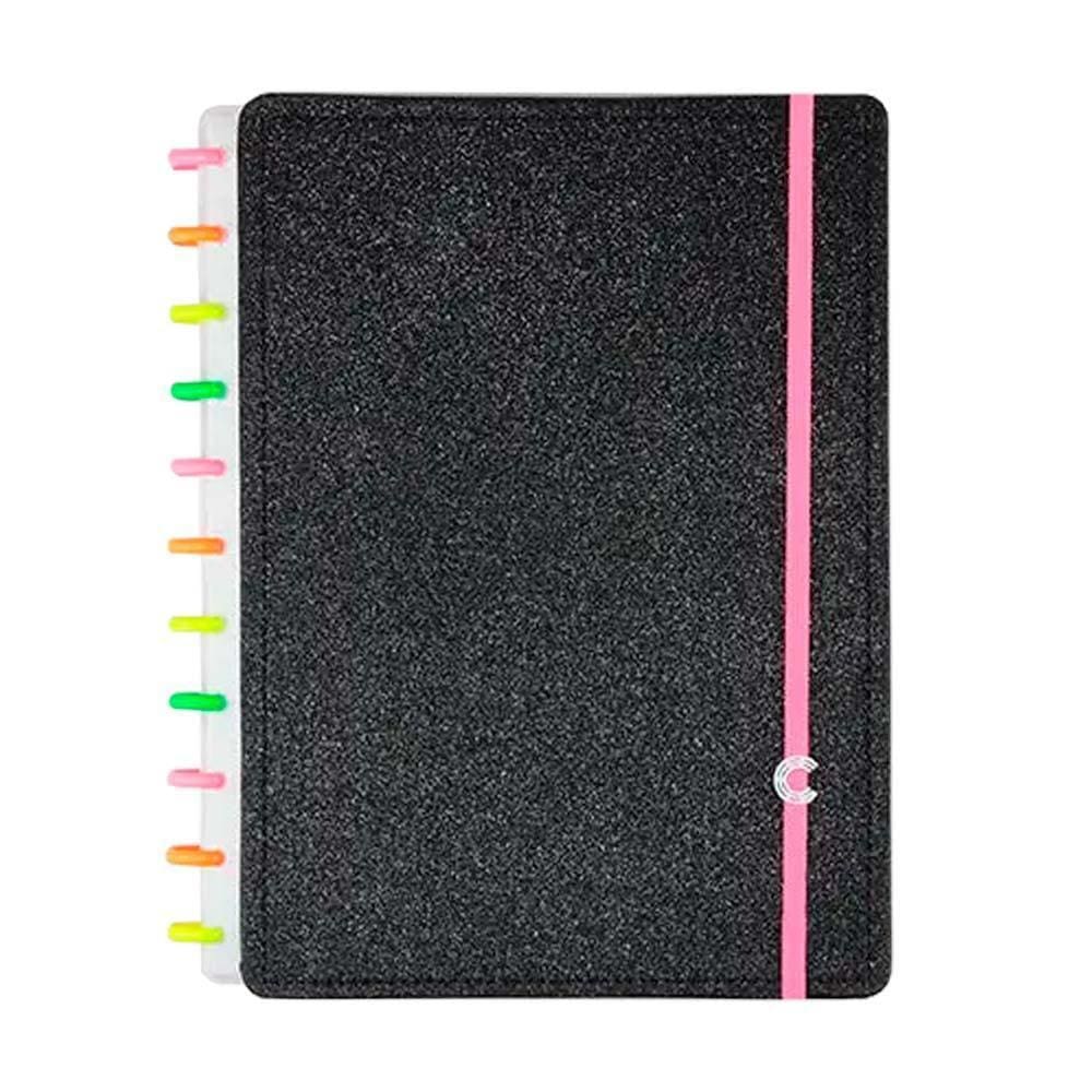 Caderno Inteligente Lets Glitters Neon Black 80Fls - Médio