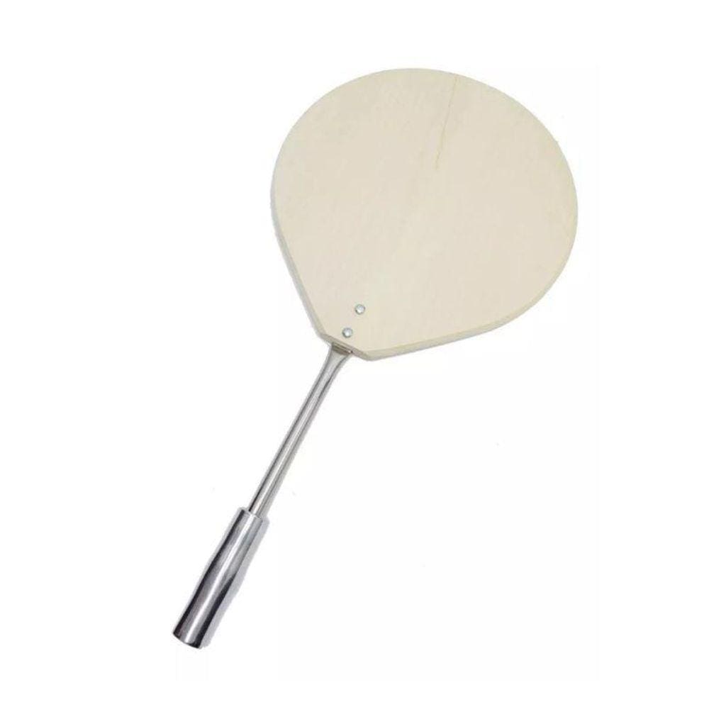 Pá De Pizza Madeira 40Cm Forno Lenha Cabo Curto Inox
