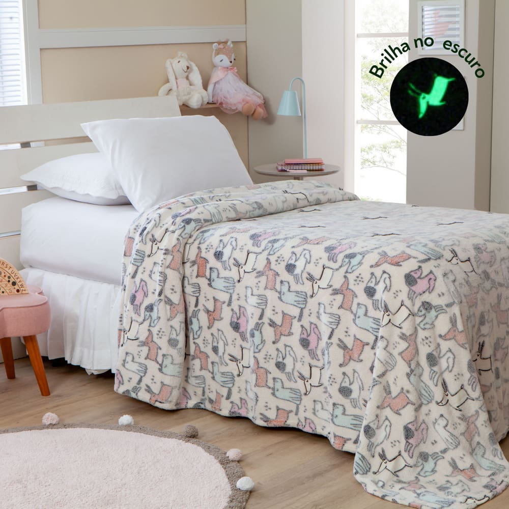 Cobertor Manta Infantil Brilha no Escuro Fleece  Fluorescente Magica