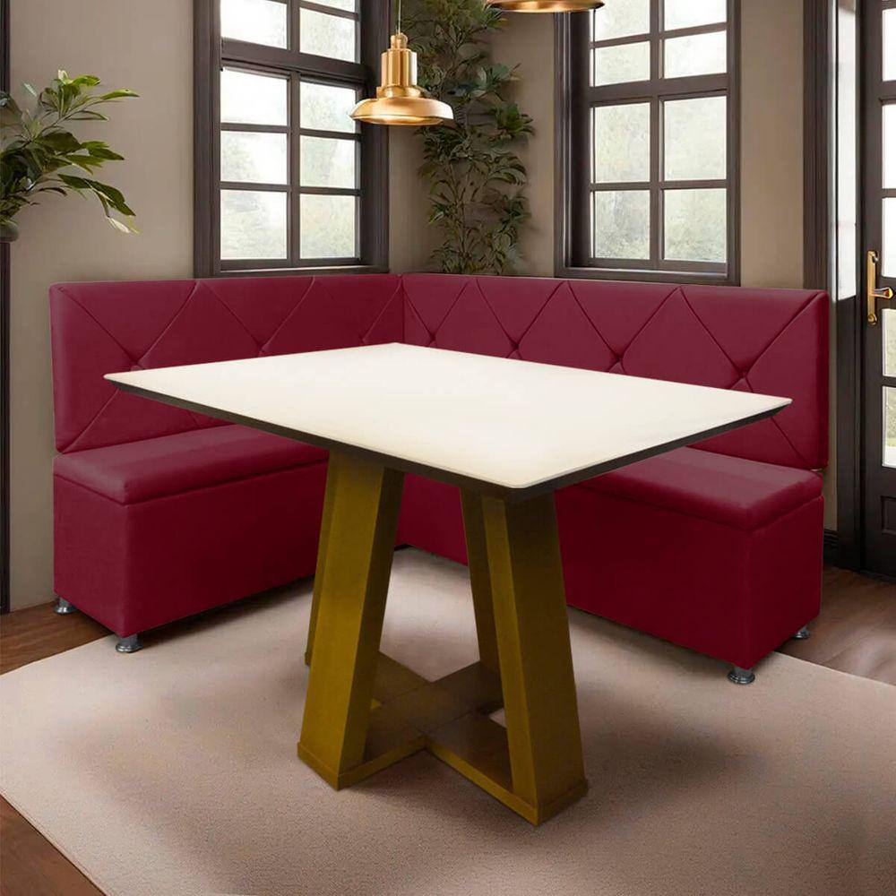 Conjunto Canto Alemão com Bau para Bar Lanchonete Bordo 125x160cm SOFA STORE
