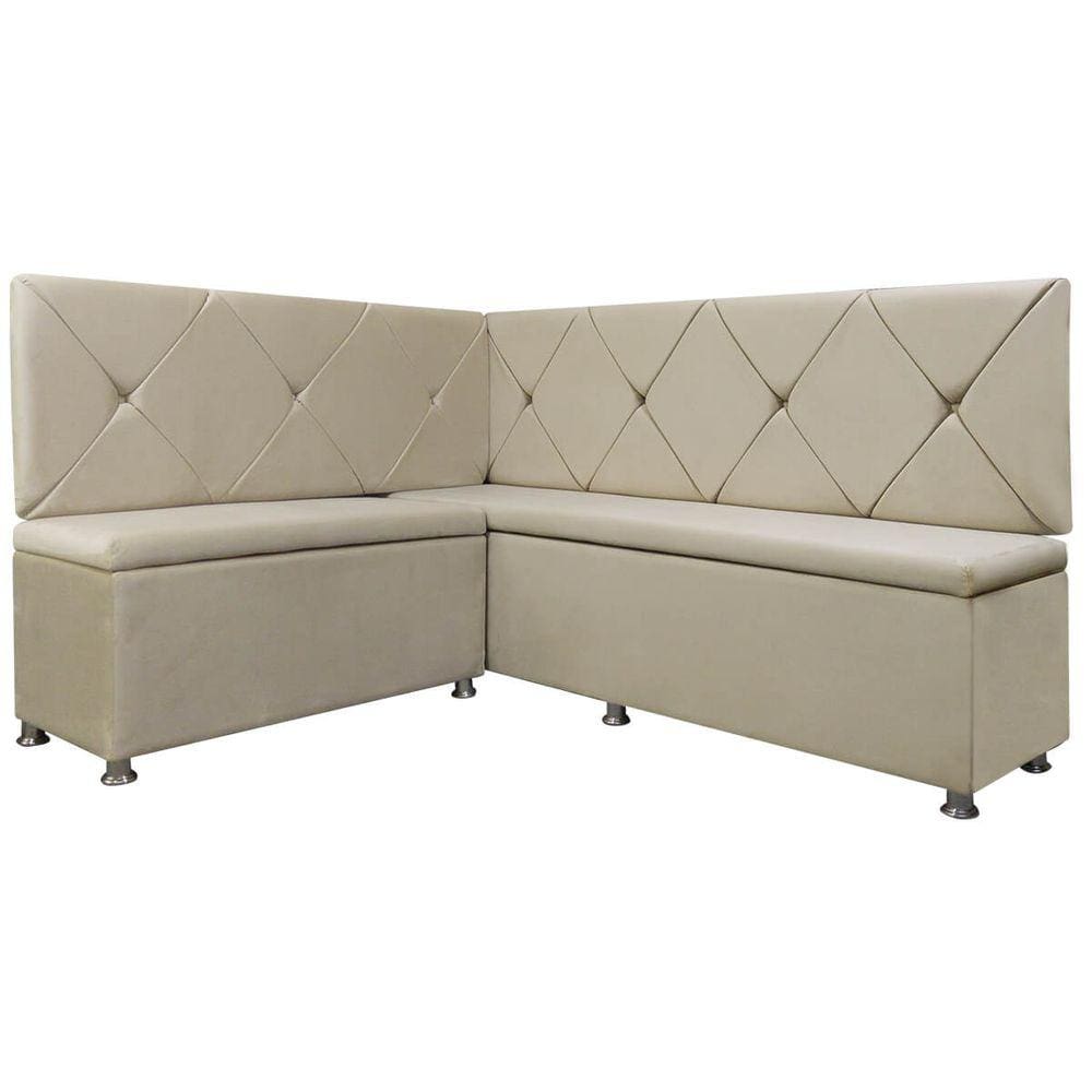 Kit Canto Alemão para Casa Cozinha 1,25x1,60m Veludo Bege SOFA STORE