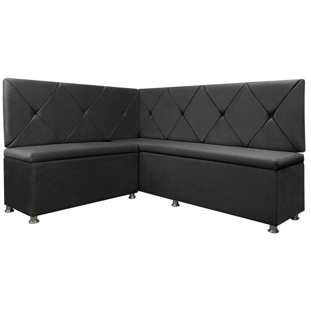 Kit Canto Alemão para Casa Cozinha 1,25x1,60m Veludo Cinza SOFA STORE