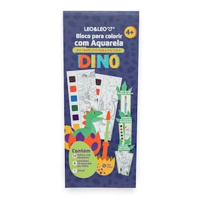 Bloco De Colorir Com Aquarela Leo&Leo Dino - Kit Completo Para Pintura