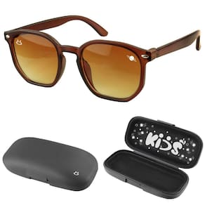 oculos sol infantil retro proteção uv marrom + case qualidade premium menino presente criança verão