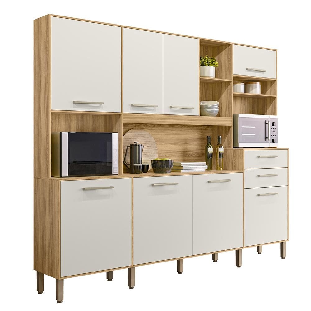 Armario de Cozinha Hortelã com 8 Portas e 2 Gavetas 240 cm